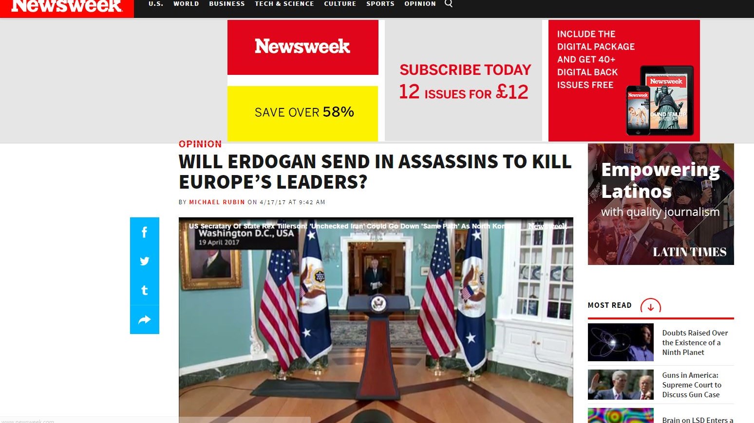 Newsweek: Θα στείλει ο Ερντογάν δολοφόνους να σκοτώσουν τους Ευρωπαίους ηγέτες;