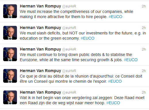 Ο πρόεδρος της Ευρωπαϊκής Ένωσης τουϊτάρει