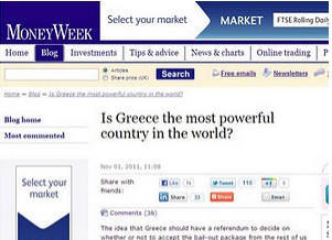 Money Week: “Αν οι Έλληνες φύγουν απ’ το ευρώ θα καταστραφεί η Ευρωζώνη…”
