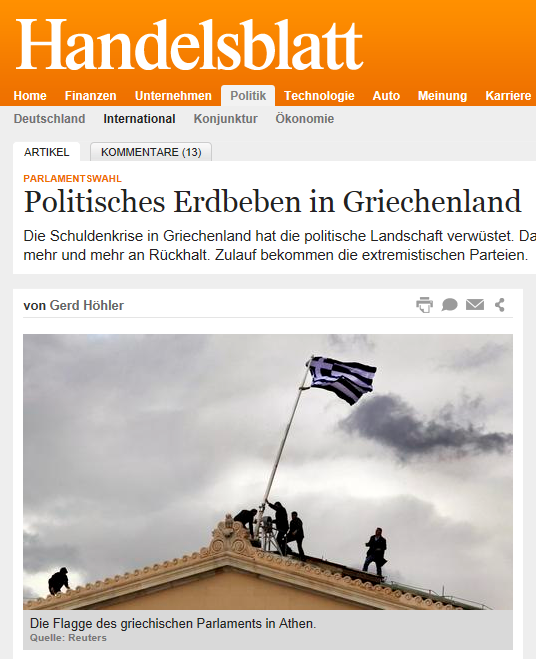 “Πολιτικός σεισμός στην Ελλάδα”