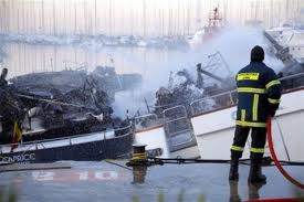 Έπιασαν φωτιά σκάφη στο Φαληράκι