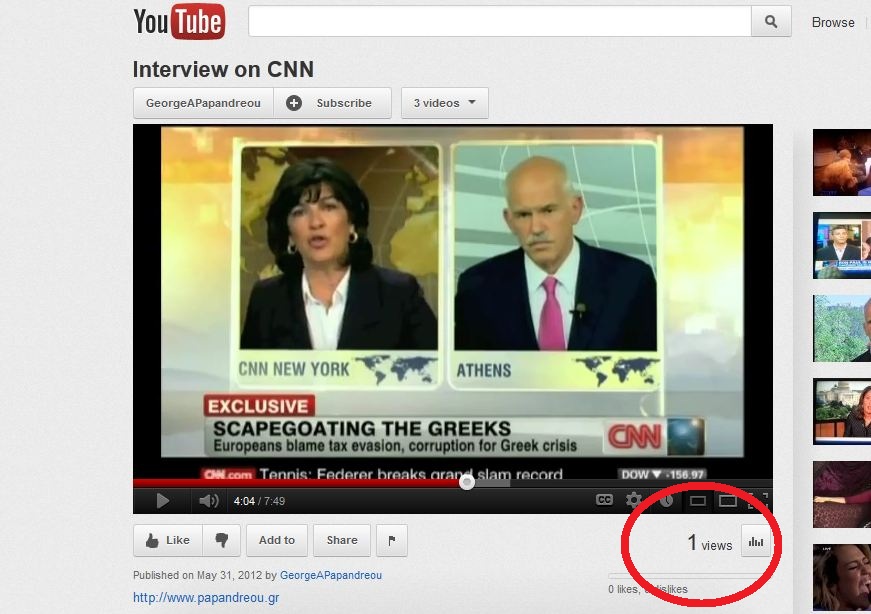 “Φωτιά”στο youtube με Παπανδρέου