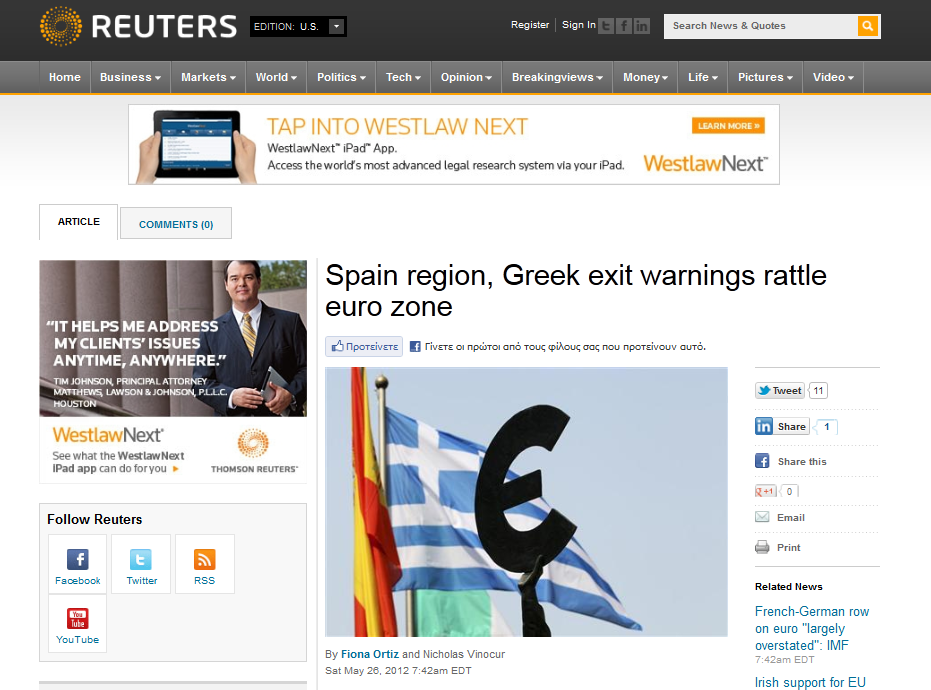 Reuters: Σεισμός στην Ευρωζώνη