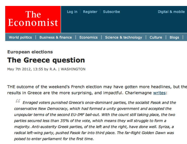 Το Economist για την Ελλάδα