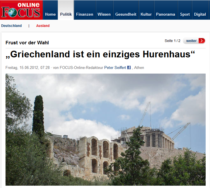 Focus:”Η Ελλάδα είναι ένα μπουρδέλο”