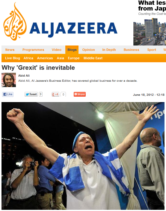 “Αναπόφευκτη η έξοδος της Ελλάδας”