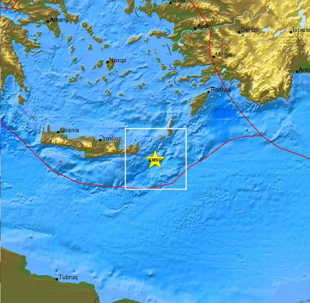 Σεισμός ανατολικά της Κρήτης