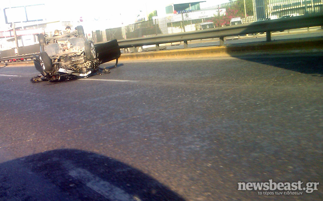 Αναποδογύρισε ΙΧ στα ΚΤΕΛ