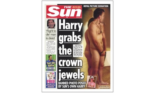 Ο γυμνός Χάρι, πρωτοσέλιδο