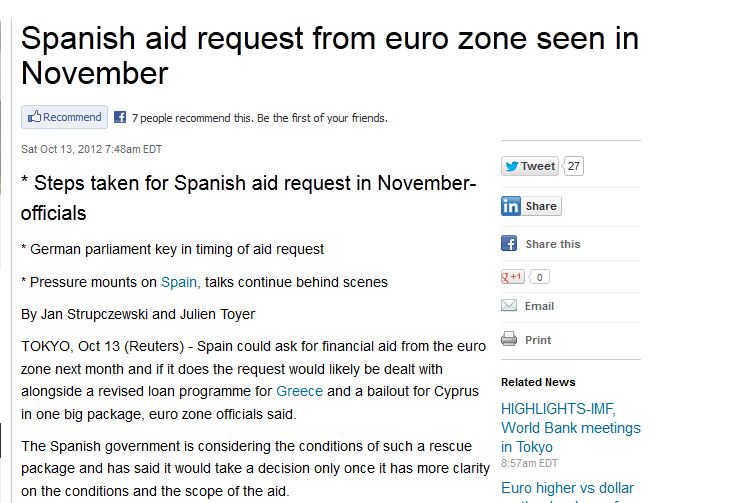 Reuters:Νοέμβρη το ισπανικό αίτημα
