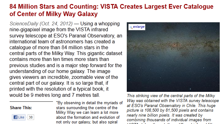 Eικόνα με 84 εκατομμύρια αστέρια