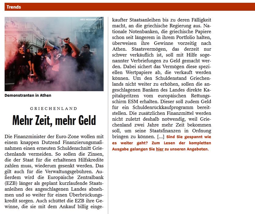 Spiegel:Μέτρα για να αποφευχθεί το “κούρεμα”