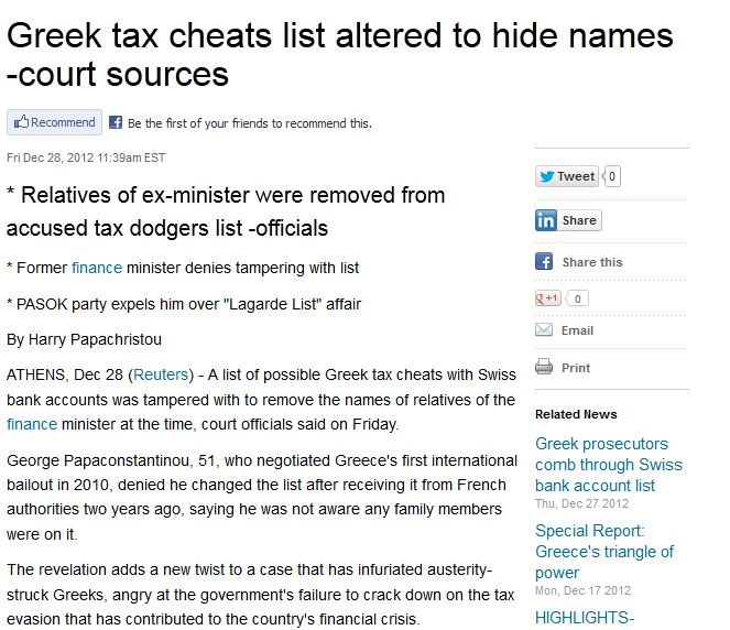 Το Reuters για τον Παπακωνσταντίνου