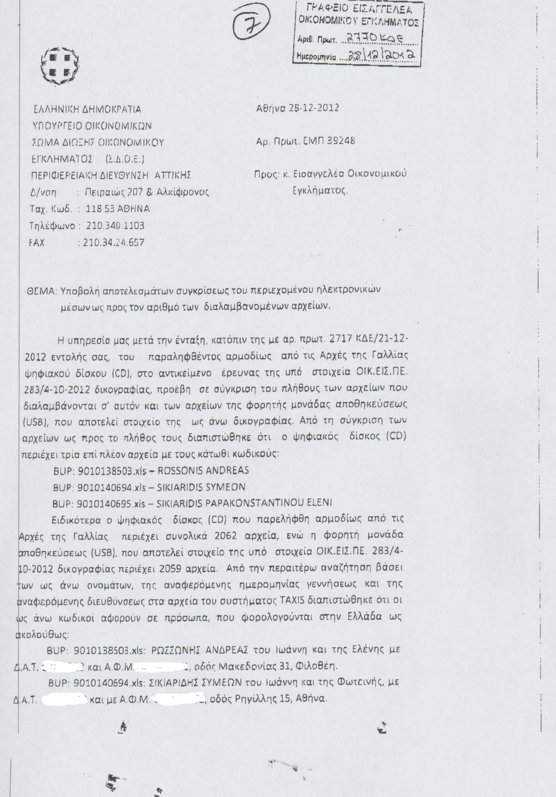 Όλες οι εξελίξεις για την “λίστα Λαγκάρντ”-Το πόρισμα του ΣΔΟΕ