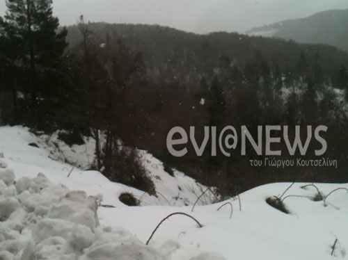 Χιόνι στα βουνά της Χαλκίδας