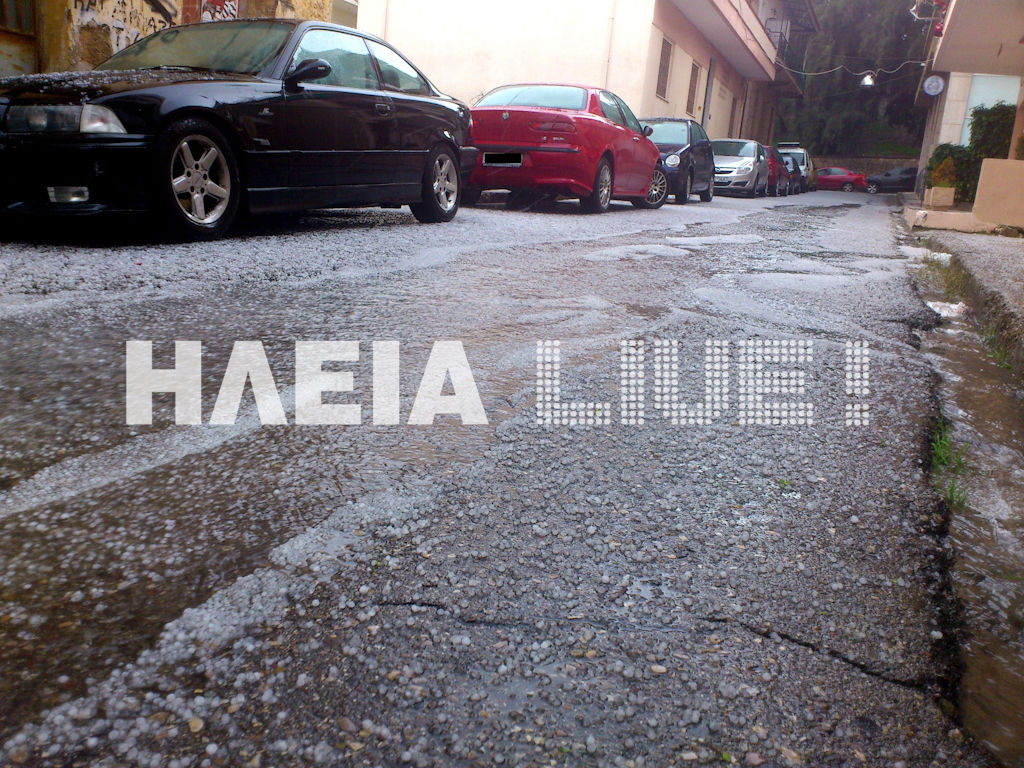 Το «έστρωσε» με χαλάζι στον Πύργο