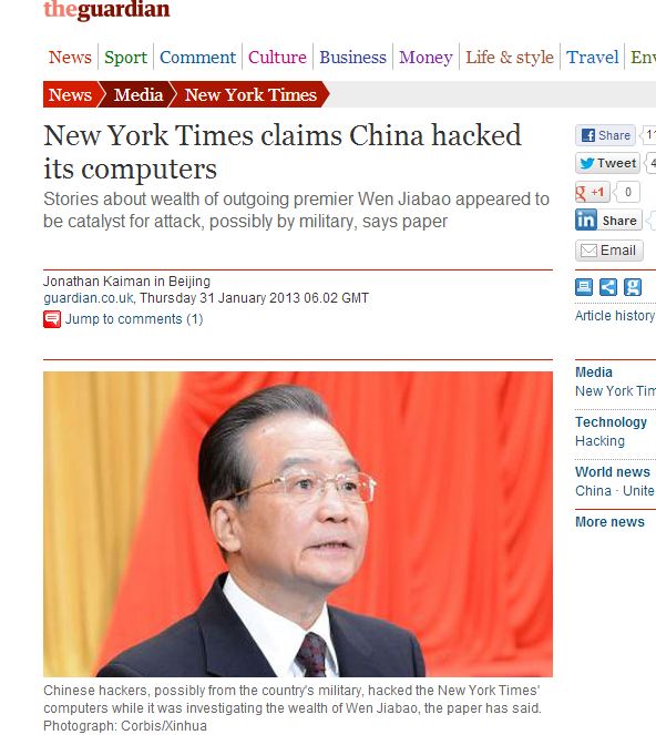 New York Times: Μας χτύπησαν Κινέζοι χάκερς