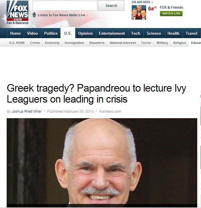 Fox News: Τι ήρθε να διδάξει ο Παπανδρέου;