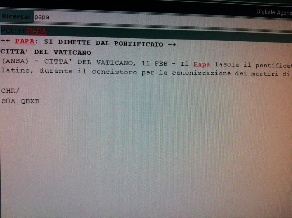 ΦΩΤΟ-Το τηλεγράφημα για την παραίτηση του Πάπα