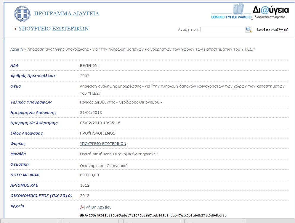 80.000 € τα κοινόχρηστα του υπ. Εσωτερικών