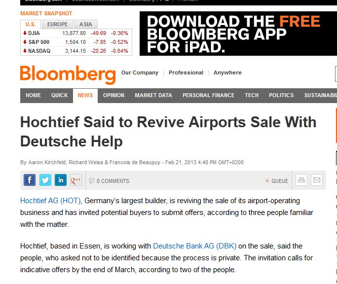 Φεύγει η Hochtief από το Ελ.Βενιζέλος;