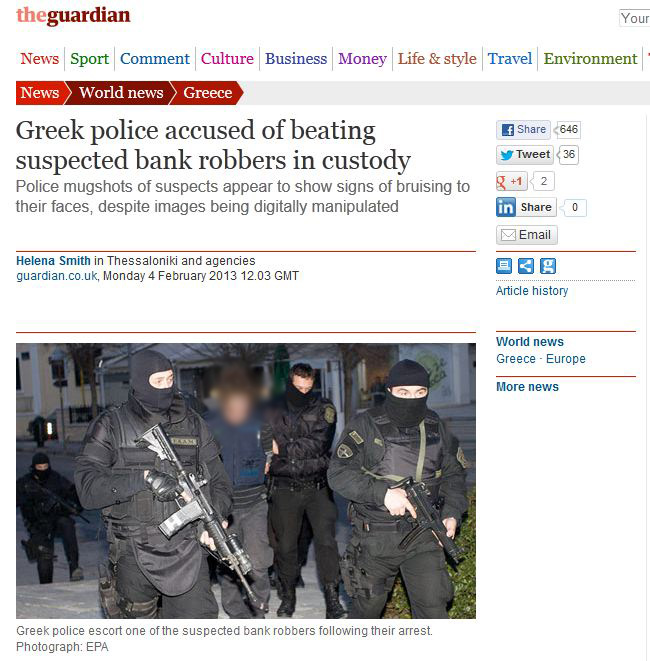 Guardian:Η ΕΛΑΣ κατηγορείται για ξυλοδαρμό