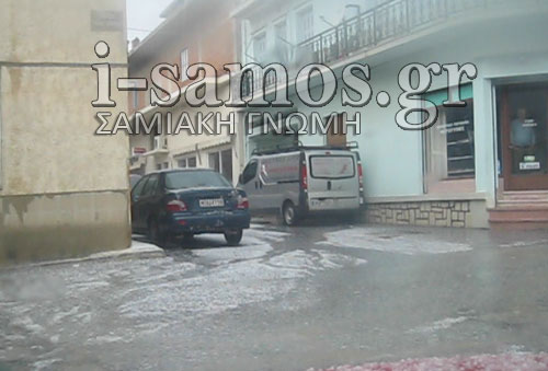 ΒΙΝΤΕΟ-Έντονη χαλαζόπτωση στη Σάμο