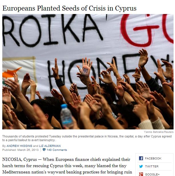 “Στην Ελλάδα οι σπόροι της κρίσης της Κύπρου”