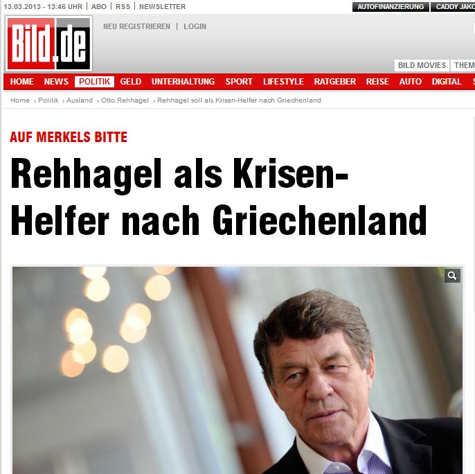 Ο Ρεχάγκελ στη Bild: Η Μέρκελ μου ζήτησε να πάω στην Ελλάδα