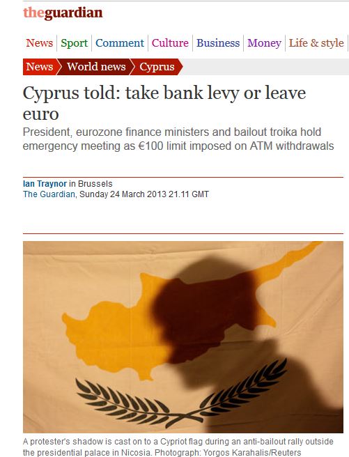 Guardian:Φόρος στις καταθέσεις ή έξοδος από το ευρώ