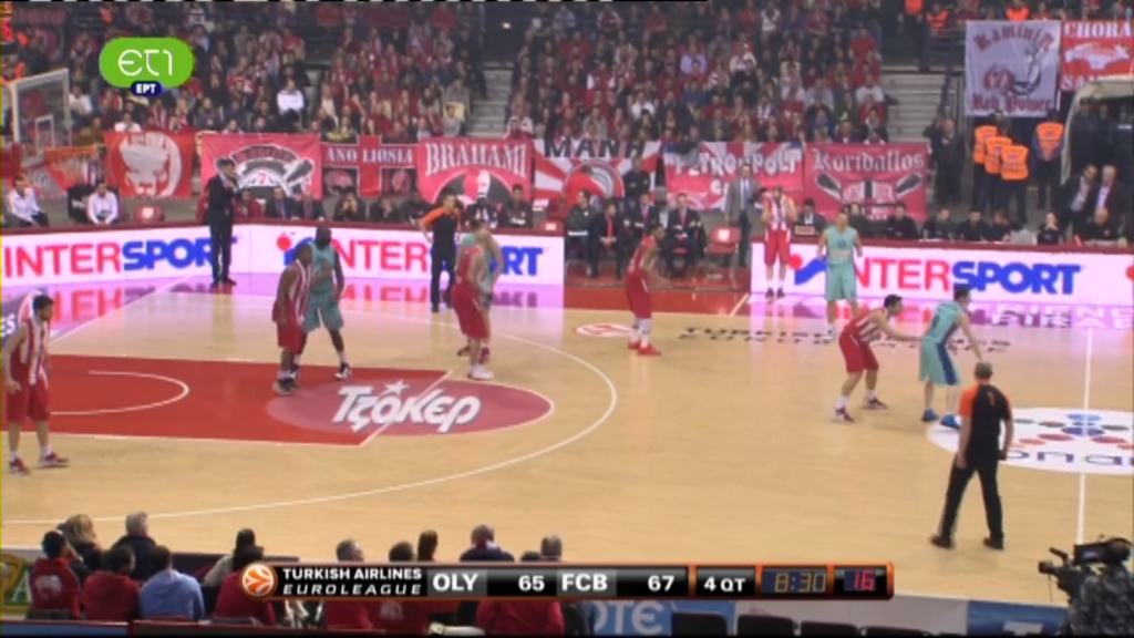 Live:Ολυμπιακός-Μπαρτσελόνα 62-63 (30’)