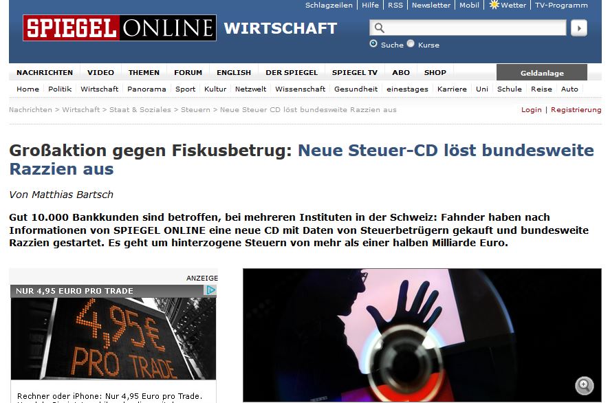 Γερμανία: Νέο cd με φοροφυγάδες