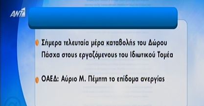 Πότε θα καταβληθεί το δώρο Πάσχα
