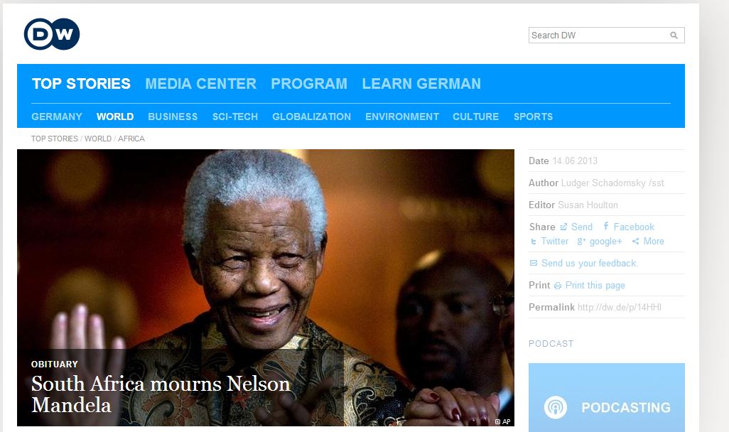 H DW «πέθανε» τον Μαντέλα