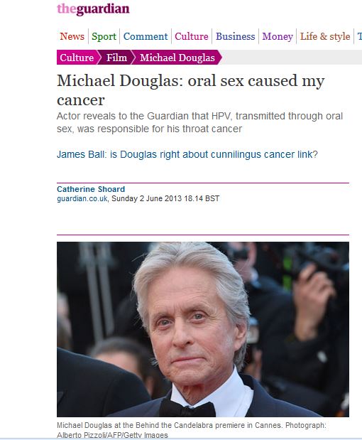 Ντάγκλας:Ο στοματικός έρωτας μου προκάλεσε καρκίνο