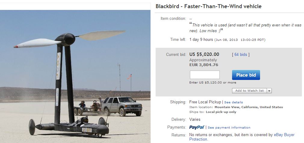 Αιολικό αυτοκίνητο πωλείται στο eBay