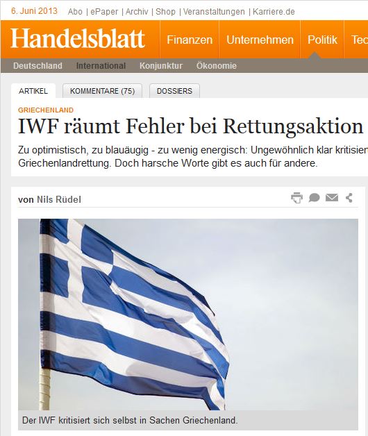 Οι Γερμανοί για την «αυτοκριτική» του ΔΝΤ