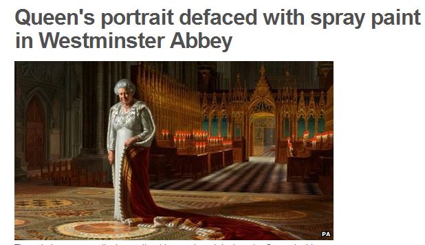 Έβαψαν με σπρέι το πορτραίτο της Ελισάβετ