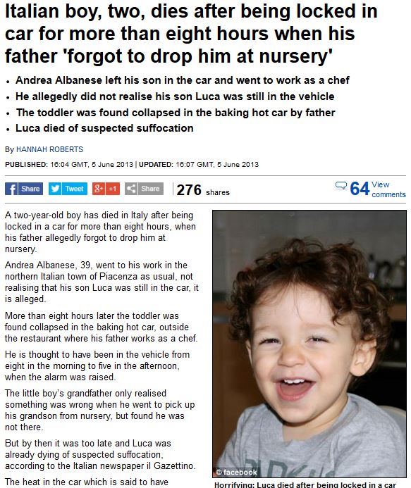 Αγοράκι ξεψύχησε ξεχασμένο…