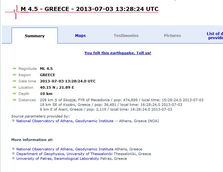 ΤΩΡΑ-Σεισμός 4,5 R στην Κοζάνη