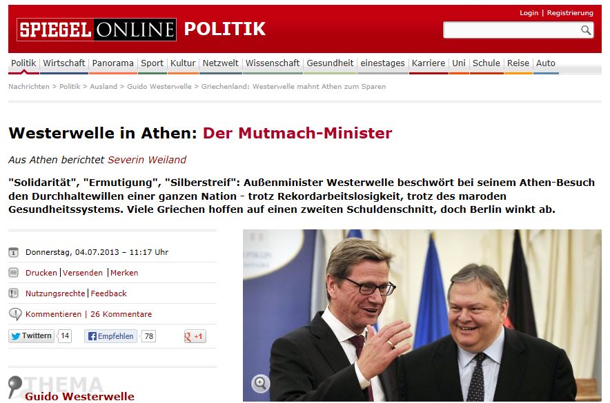 Spiegel: «Ο υπουργός που δίνει θάρρος»