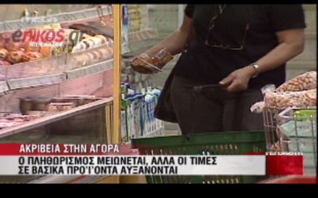 O πληθωρισμός μειώνεται, οι τιμές ανεβαίνουν