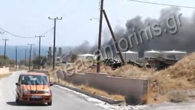 Βίντεο από τη φωτιά στη Σαντορίνη