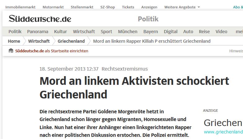 Η δολοφονία στα γερμανικά Μέσα