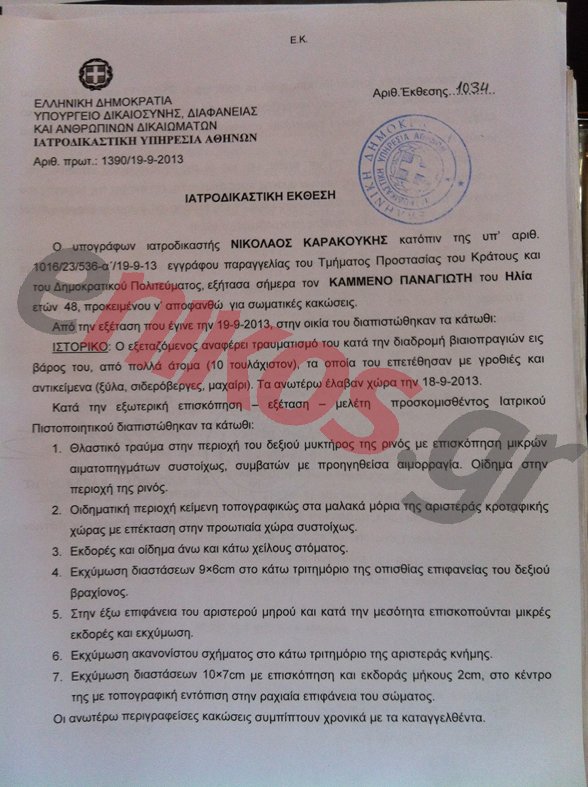 Το πόρισμα των ιατροδικαστών για την επίθεση στον Καμμένο