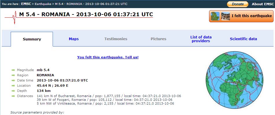 Στα 5,4 ο σεισμός στη Ρουμανία