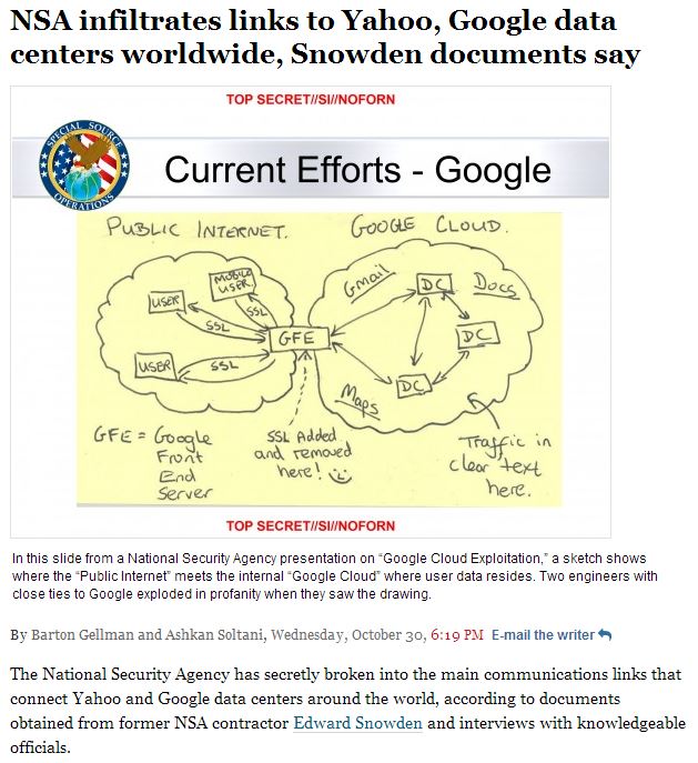 Η NSA είχε πρόσβαση σε χρήστες της Google και της Yahoo!