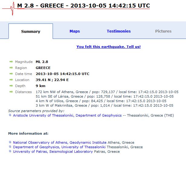 Σεισμός 2,8 R στο Βόλο