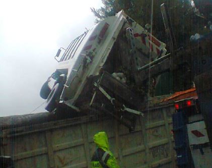ΦΩΤΟ-Παραλίγο τραγωδία με απορριμματοφόρο