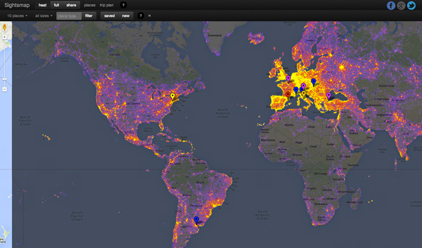 Ο χάρτης με τα πιο φωτογραφημένα μέρη